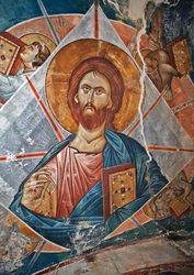 Salvator Mundi (Saviour of the World) - Peinture de Damiane (aktywny XIV wiek) - XIV wiek - Fresk - Klasztor św. Jerzego, Ubisi (Georgie) ©FineArtImages/Leemage
