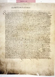 CORPUS JURIS CIVILIS: Una pagina del Codex Iustinianus, Digestum, VI wiek (rękopis)