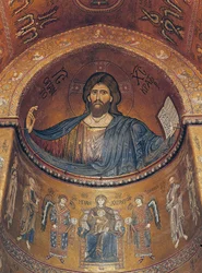 Chrystus Pantokrator i Madonna Intronizowana z Aniołami i Apostołami, z absydy centralnej (mozaika)