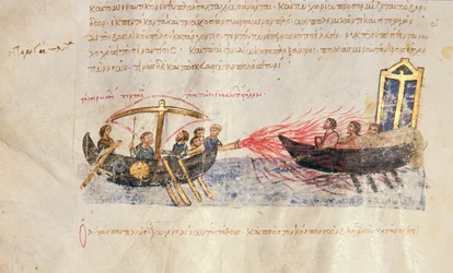 Ogień grecki, Fol. 34v z Madrid Skylitzes