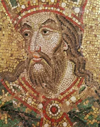 Głowa króla (mozaika) (szczegół)