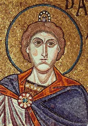 Prorok Daniel (VI wiek). Dzieło bizantyjskiego mistrza, mozaika, detal dekoracji bazyliki św. Marka w Wenecji (Włochy)