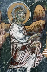 Anioł, fragment malowanego sklepienia kościoła Agios Georgios, Mourne, Kreta, Grecja (foto)