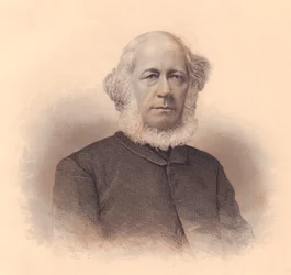 Portret amerykańskiego nauczyciela i biskupa metodysty Erastusa Wentwortha (1813-1886), grawerowanie przez FE Jonesa z damskiego repozytorium, Stany Zjednoczone, około 1870
