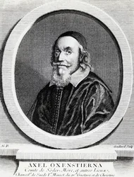 Portret Axela Oxenstierny Gustafssona (1583-1654), kanclerza Królestwa Szwecji, rycina