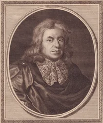 Portret angielskiego lekarza Thomasa Sydenhama (1624-1689), miedzioryt Johna Goldara (1729-1795) z obrazu P Lely