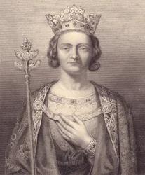 Portret króla Filipa V, wysoki (1293-1322), rycina, 9x7 cm, z Galerie Historique de Versailles, Histoire de France, Charles Gavard Publisher, Paryż, ok. 1840