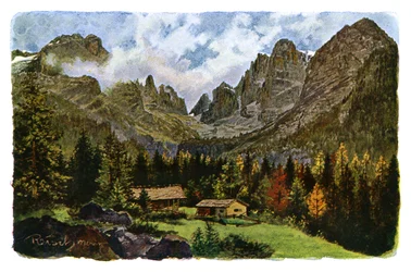 Jezioro Nambino i grupa Brenta, Tyrol, 1901