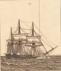 Korweta na pełny żagiel. Ilustracja do „Perspektywy liniowej”, płyta X