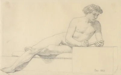 Leżący model męski.