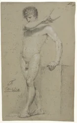 Model męski stojący, profil lewy