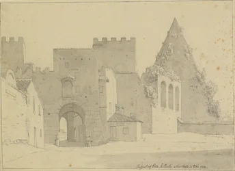 Perspektywa Porta S.Paolo i Piramide di Caio Cestio widziana od strony miasta, Rzym.