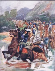 Pobłogosław chwalebnej pamięci..., ilustracja z „Ballad o słynnych walkach”, ok. 1900 r. (litografia kolorowa)