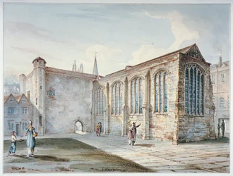 Kaplica Świętej Trójcy, Leadenhall Street, znana jako Leadenhall Chapel, City of London, 1805.