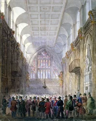 Wnętrze Guildhall, City of London, 1838.