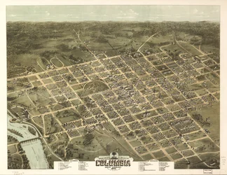 Widok z lotu ptaka na miasto Columbia, Karolina Południowa 1872.