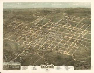 Widok z lotu ptaka na miasto Raleigh, Karolina Północna 1872.