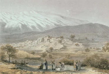 Góra Hermon. Etching autorstwa Schachera - Steinkopk J.F. Editore