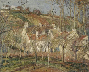 Czerwone dachy, róg wsi, zima, 1877