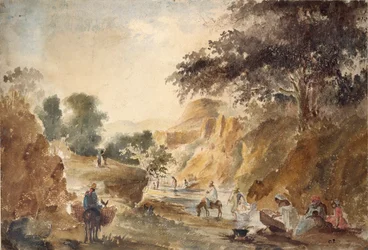 Pejzaż z postaciami nad rzeką, 1853-1854