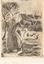 Chłopka kopiąca Chłopa pracująca, 1890.