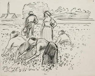 Studium pięciu chłopów pracujących w polu, 1887