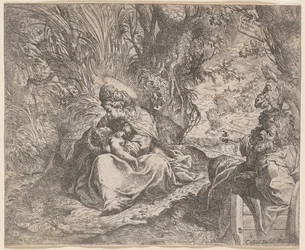 Odpoczynek w ucieczce do Egiptu, 1587-1590 .