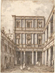 Dziedziniec Wenecki, w Procuratie Nuove, ok. godz. 1760.