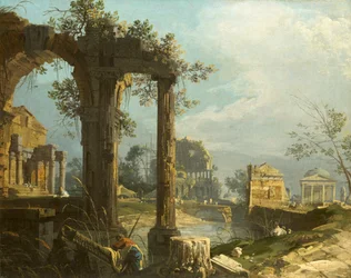 Canaletto - Widok Capriccio z ruinami 1742-44