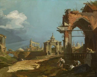 Canaletto - Widok Capriccio ze spiczastym łukiem 1742-44