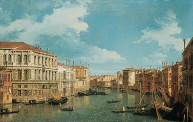 Canal Grande, Wenecja, patrząc na północny-zachód, z Palazzo Pesaro, Palazzo Foscarini i szczytem S. Stae po lewej oraz Palazzo Vendramin-Calergi i S. Marcuola po prawej