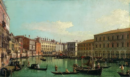 Canal Grande, Wenecja, patrząc na południe w kierunku mostu Rialto, lata 30. XVIII wieku.