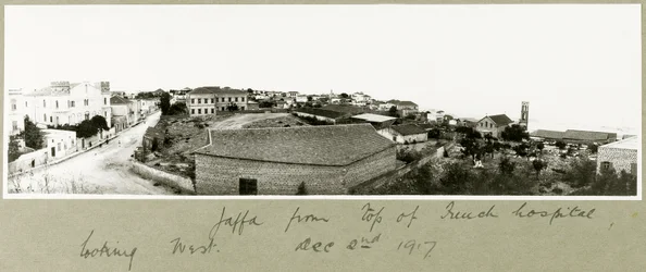 Jaffa ze szczytu francuskiego szpitala patrząc na zachód, 2 grudnia 1917