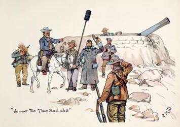 Skecz Jemoet die Town Hall, z The Leaguer of Ladysmith, 1900