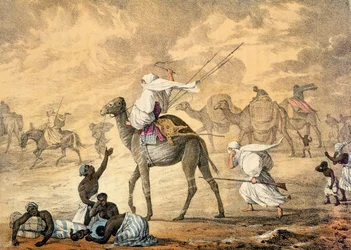 Piaskowy wiatr na pustyni, z "Narrative of Travels in Northern Africa in the Years 1818-19 and 1820", rytowany przez Denisa Dightona (1792-1827), opublikowany w 1821 r. (litografia kolorowa)