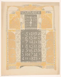 Karta kalendarza, listopad 1899