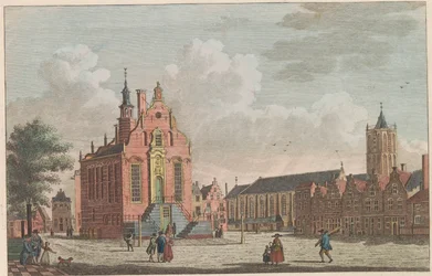 Rynek i ratusz Schiedam, ok. 1790 Rynek i Ratusz w Schiedam / Marché et hotel de ville à Schiedam (tytuł na obiekcie)