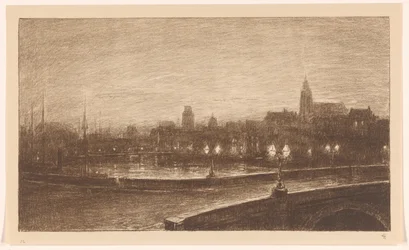 Most w Rotterdamie nocą