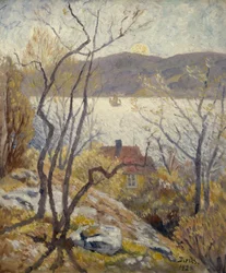 Nadmorski krajobraz z domami