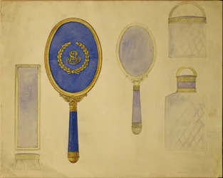 Wybór wzorów, House of Carl Faberge (ołówek, długopis i atrament oraz akwarela na karcie)