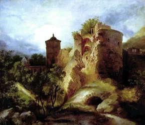 Der gesprengte Turm des Heidelberger Schlosses Dmuchana wieża zamku w Heidelbergu