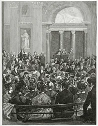 Mowa przyjęciowa Victora Hugo, XIX wiek (rycina)