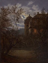 Zamek Milkel w świetle księżyca, ok. 1833-35