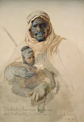 Bachist, Bedawee Howazeen i Mabzookh, jego mały syn, 1859 (ołówek i wc na papierze)