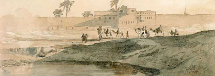 Na zewnątrz Bab il Cadit, Kair, 1859 (ołówek i pranie na papierze)