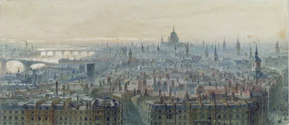 Panorama Londynu ze szczytu Monumentu, patrząc na zachód, 1848