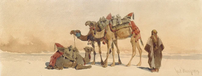 Odpoczynek z trzema wielbłądami na pustyni, 1859