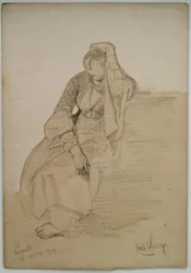 Gabinet siedzącej damy, Nazaret, 1859 (ołówek i toaleta umyte na papierze)