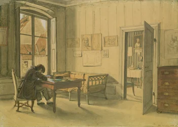 Erwin Speckter w swoim domu w Monachium (wc na papierze)