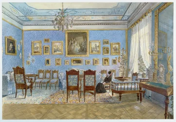 Salon Madame Hanski (1801-82) w Petersburgu (wc na papierze)